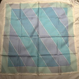Hermes Silk Scarf Blue White H Logo 90 cm